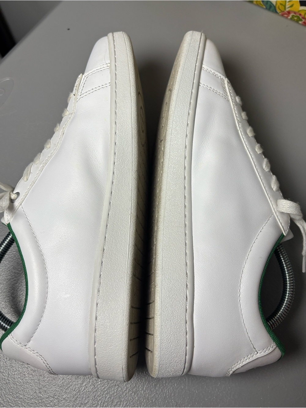 LACOSTE Hydez 119 Leather Sneakers Shoes White Green Size Men's 9 - Picture 4 of 8